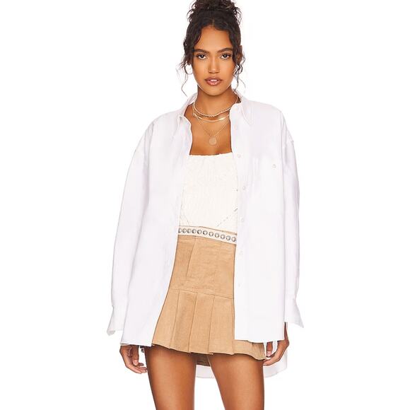 Revolve x More to Come Chloe Pleated Hem Skirt in Tan NWOT Size Small - Picture 2 of 4